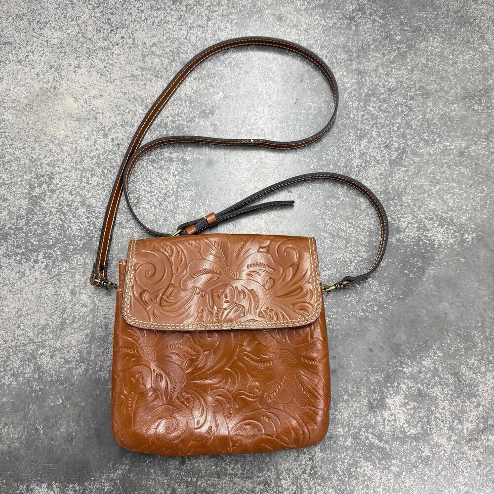 Patricia Nash Balluri Tooled Genuine Leather Crossbody Bag Color Florence